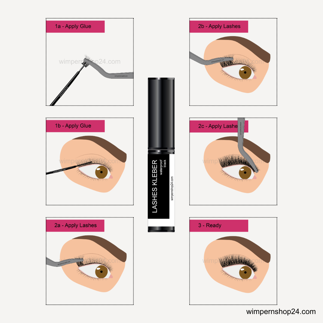 Lashes Kleber waterproof black - wimpernshop24.com, Wimpernkleber Strip Lashes, vegan, Kluster Lashes, Fake Lashes