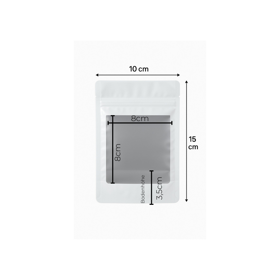Druckverschlussbeutel mit Boden und Fenster | 100 Stück | weiß